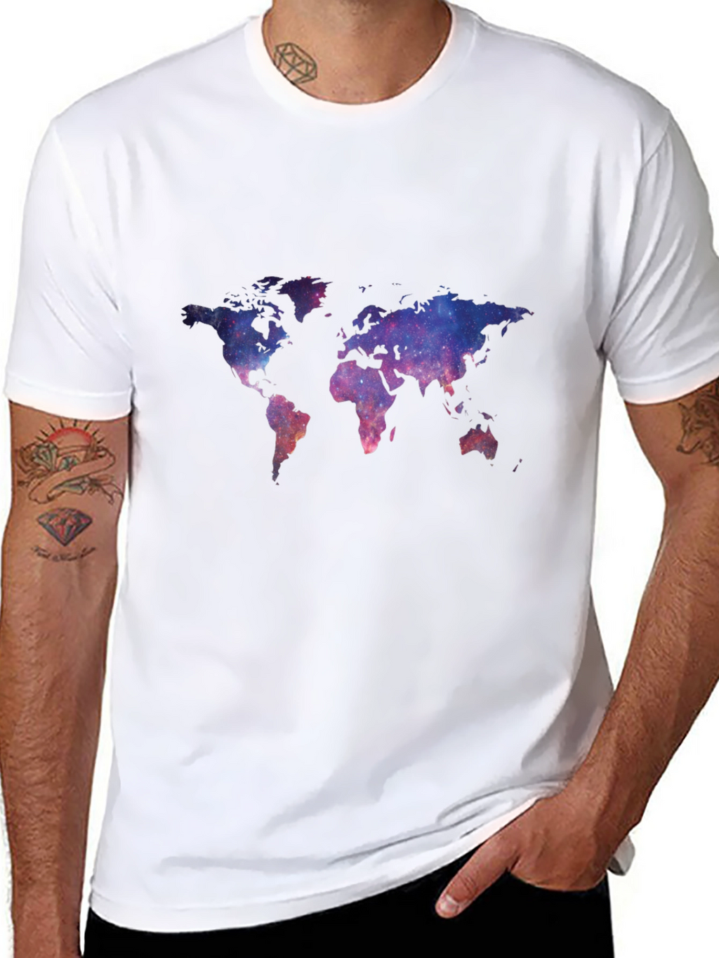 Galaxy World Map Black T-Shirt