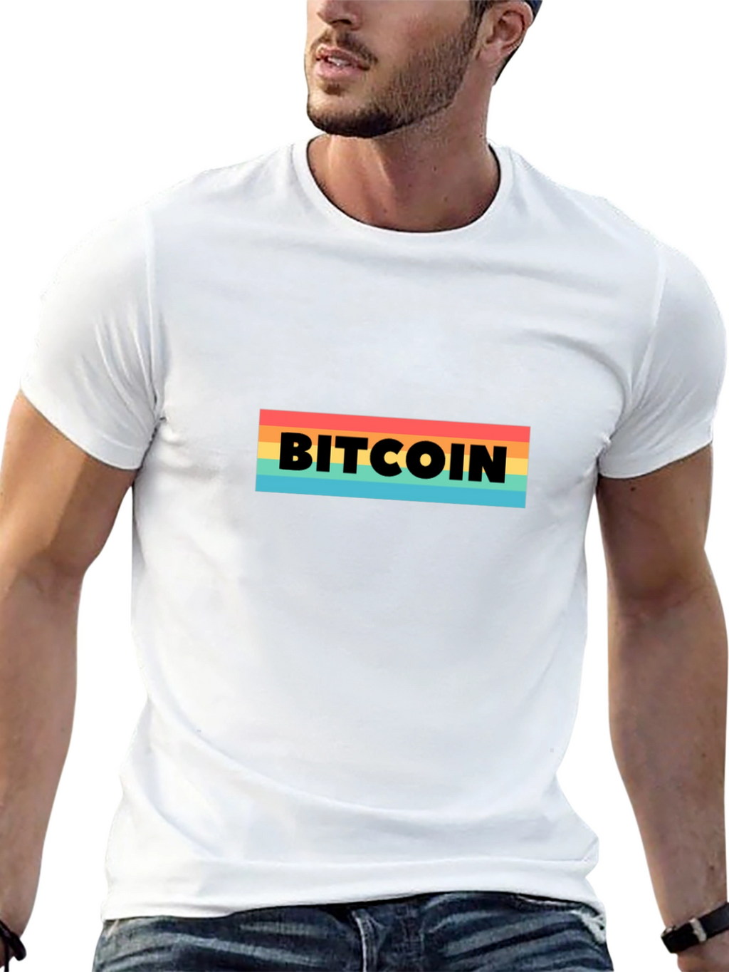 Bitcoin Retro Stripe T-Shirt - Black