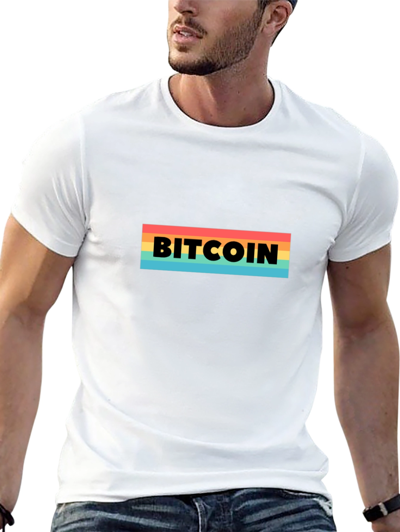 Bitcoin Retro Stripe T-Shirt - Black