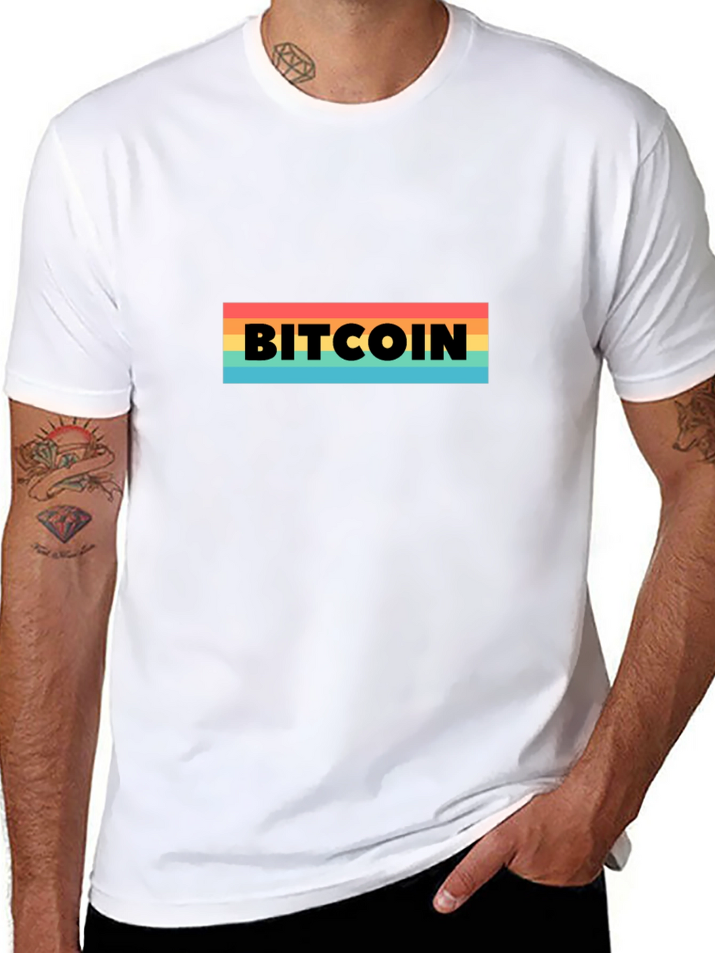 Bitcoin Retro Stripe T-Shirt - Black