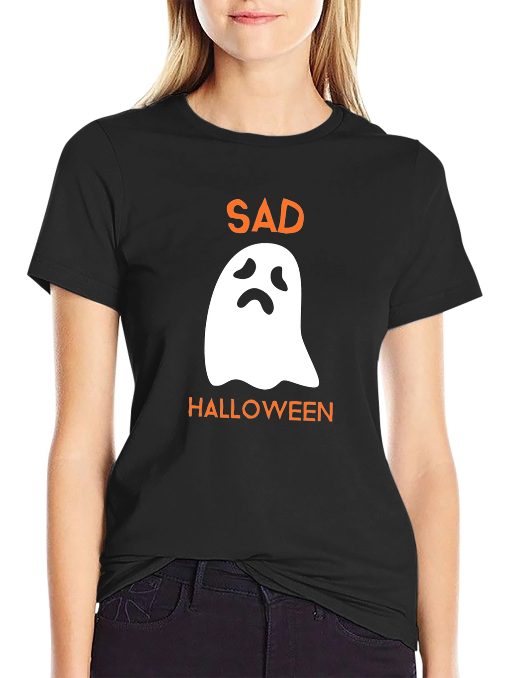 Sad Halloween Ghost T-Shirt - Spooky Season Tee