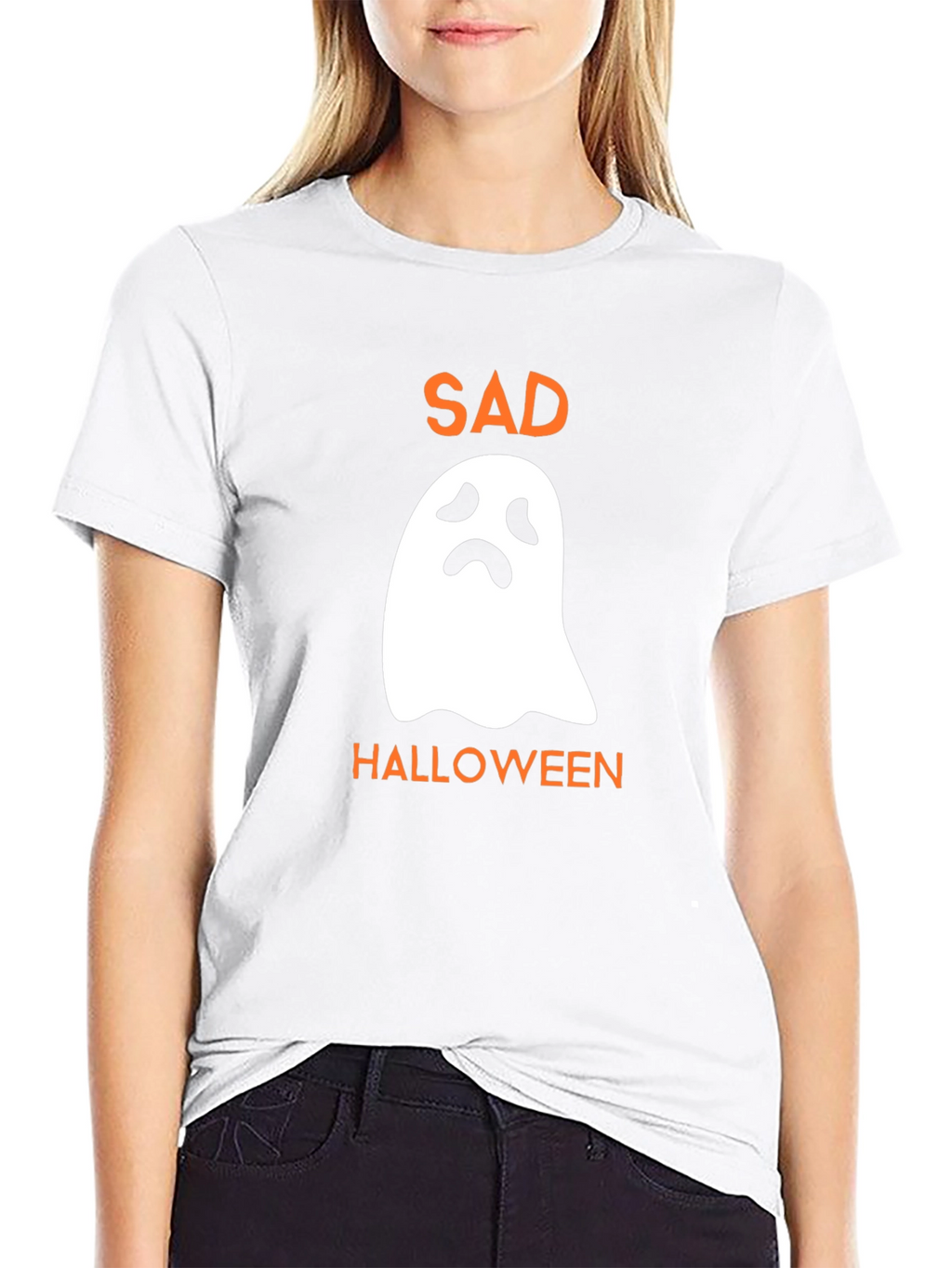 Sad Halloween Ghost T-Shirt - Spooky Season Tee