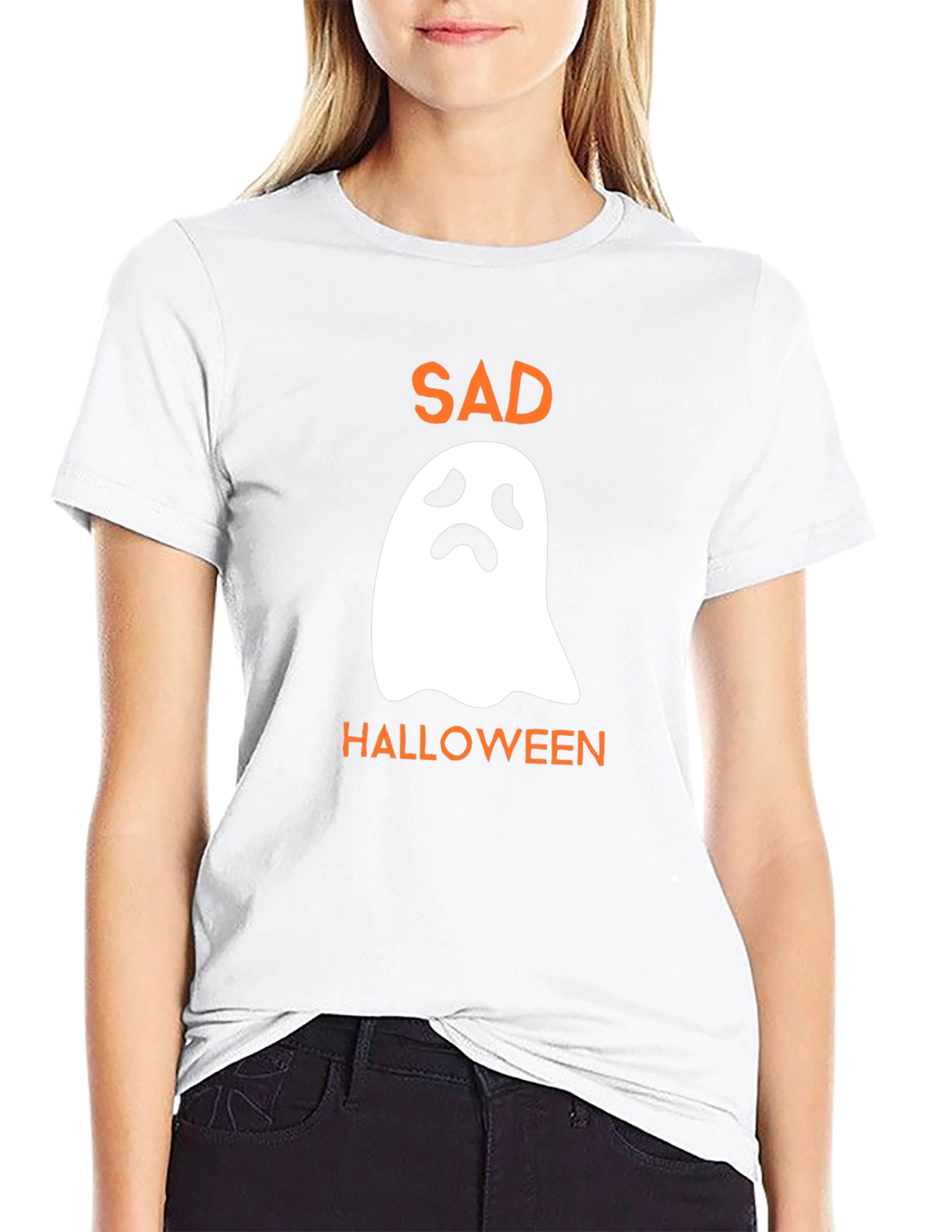 Sad Halloween Ghost T-Shirt - Spooky Season Tee