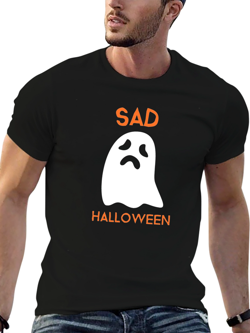 Sad Halloween Ghost T-Shirt - Spooky Season Tee