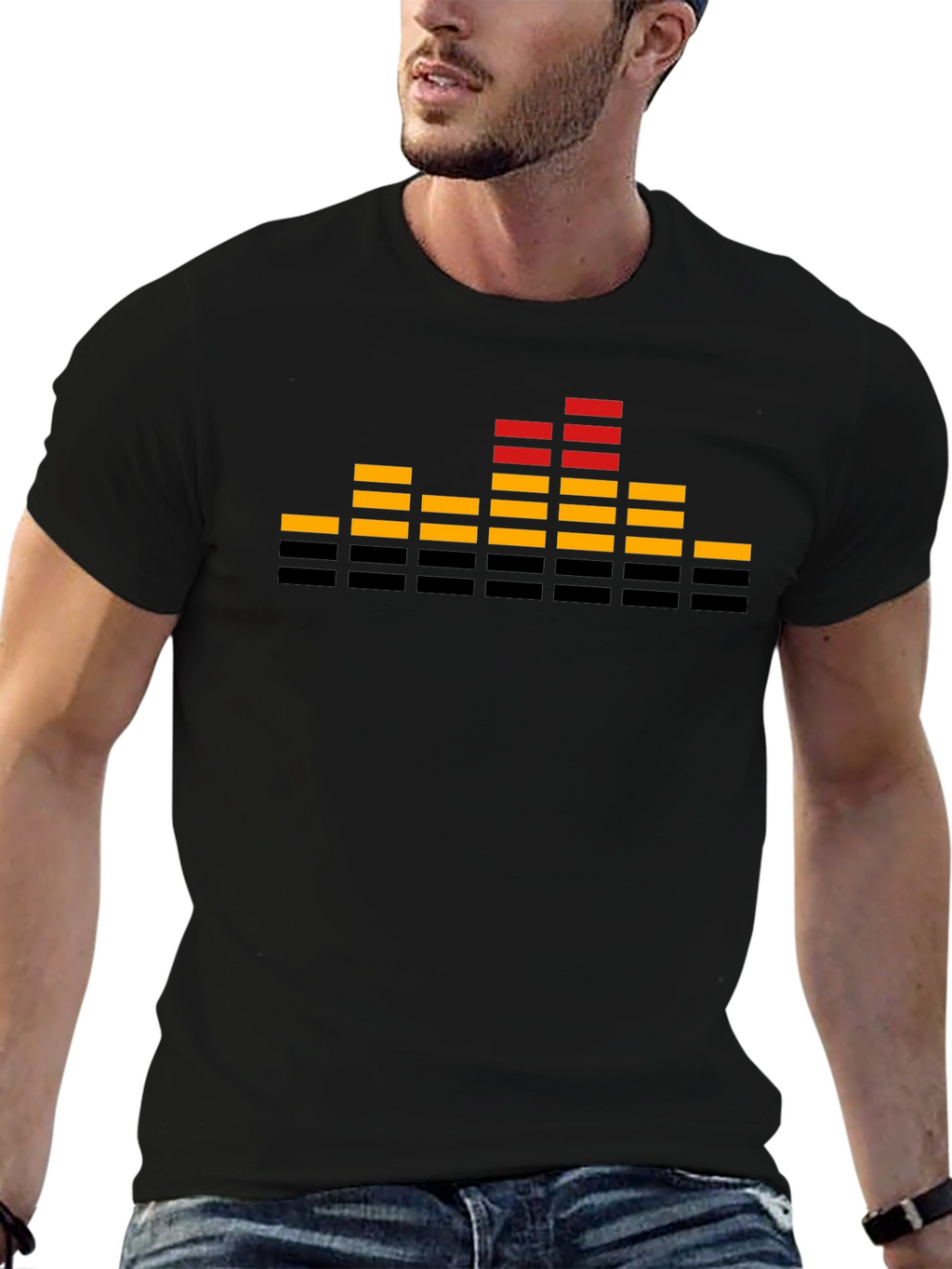 Retro Equalizer Graphic T-Shirt - Black