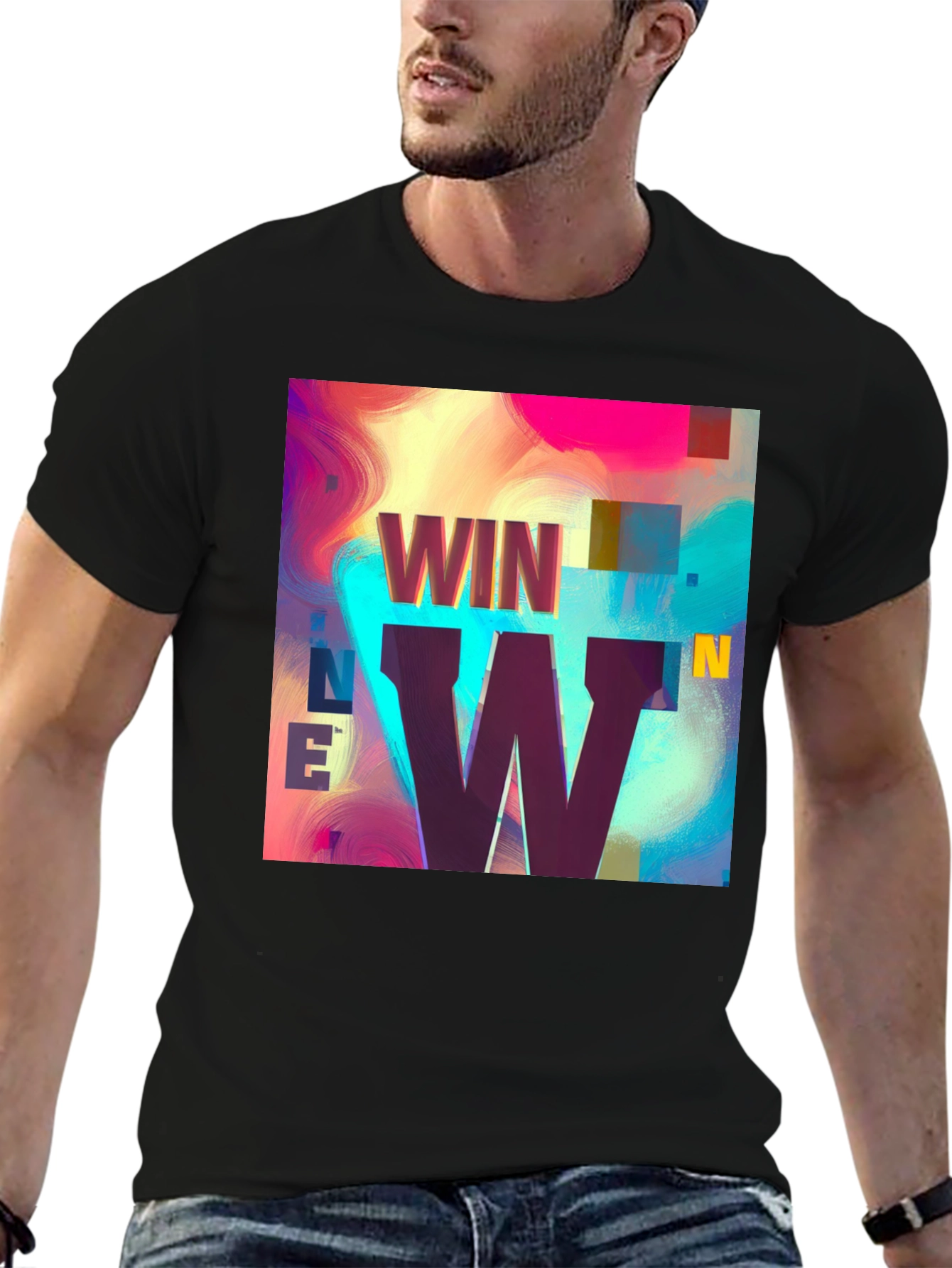 Win-Win Graphic Tee - Trendy Black T-Shirt