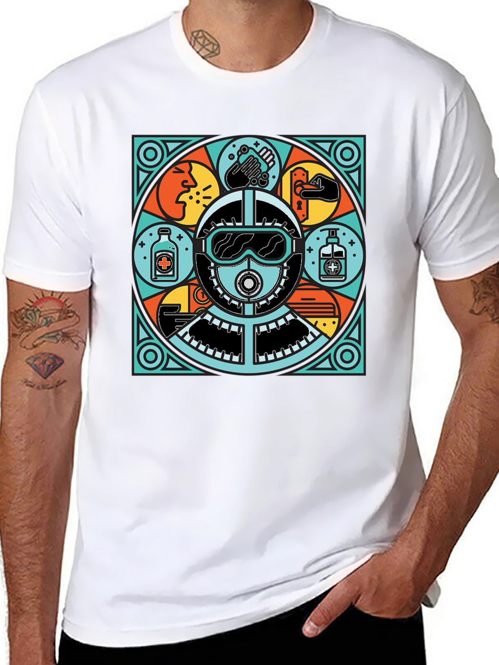 Protective Gear Graphic Tee - Black Crew Neck