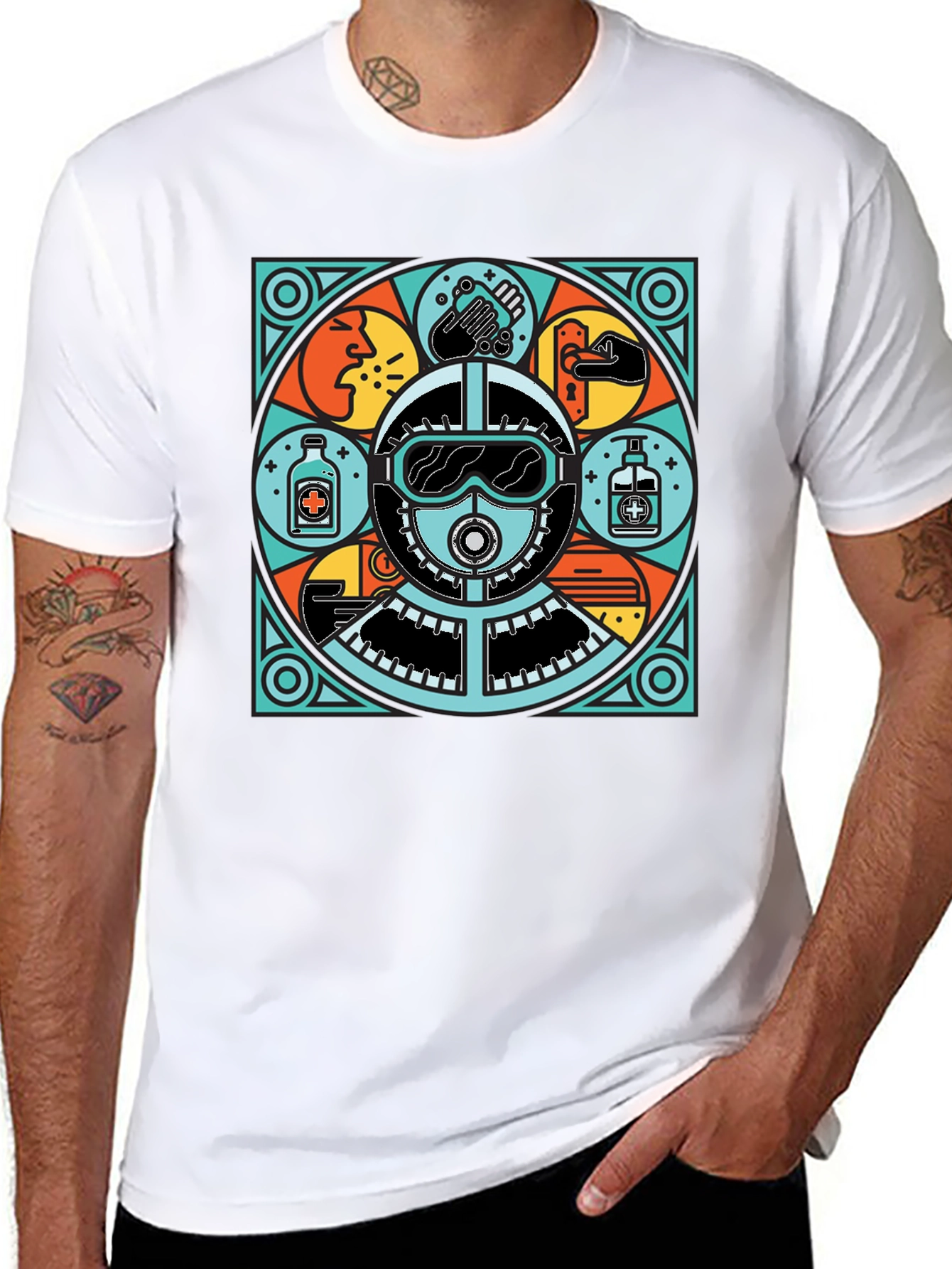 Protective Gear Graphic Tee - Black Crew Neck