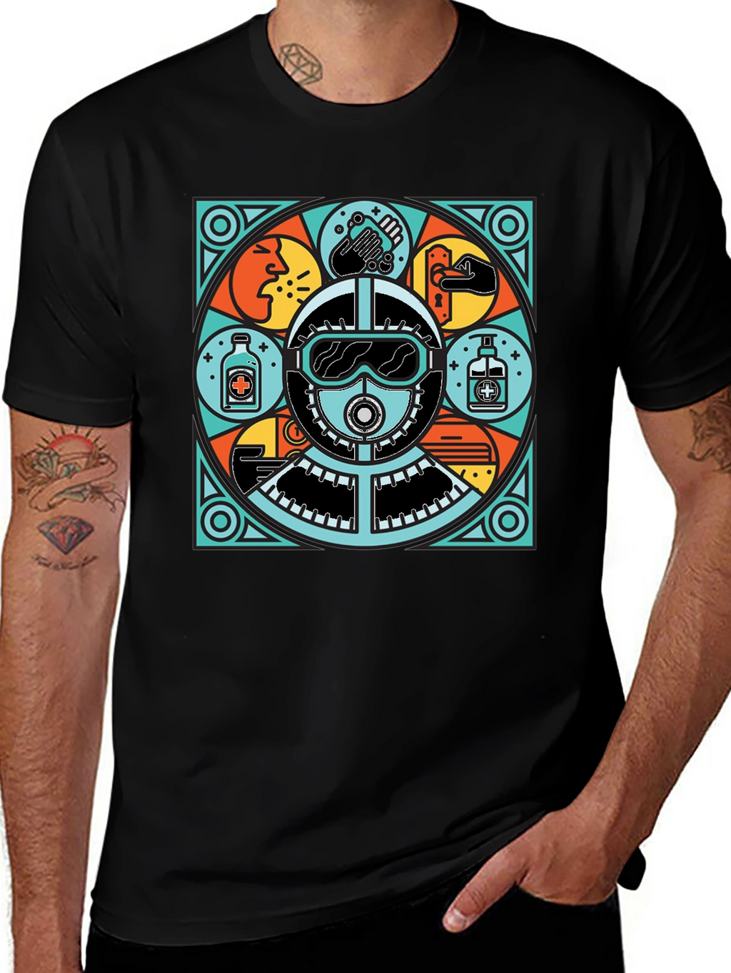 Protective Gear Graphic Tee - Black Crew Neck