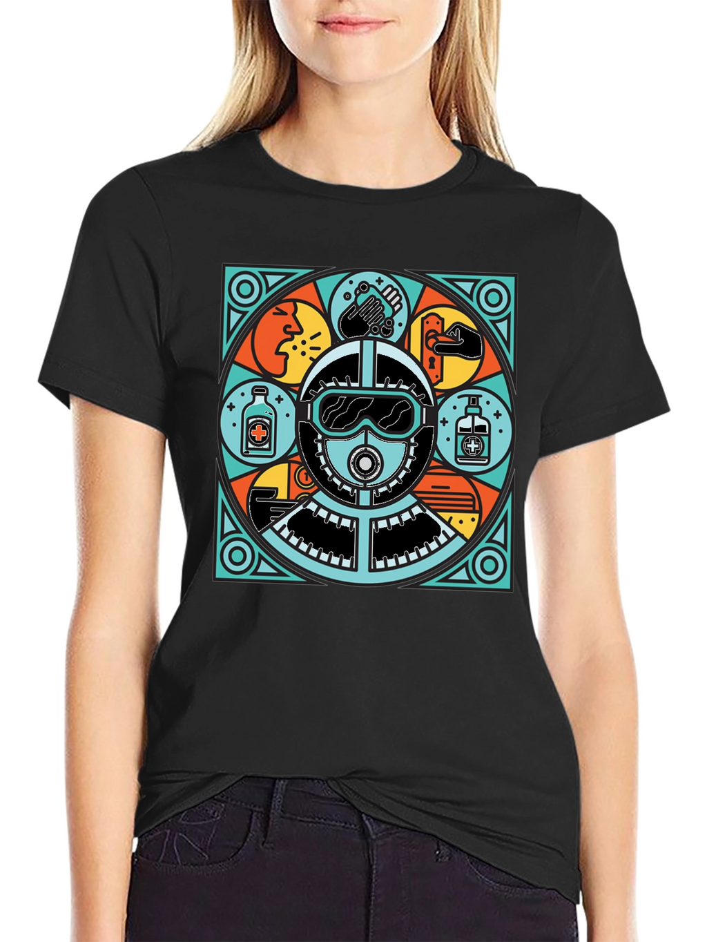 Protective Gear Graphic Tee - Black Crew Neck