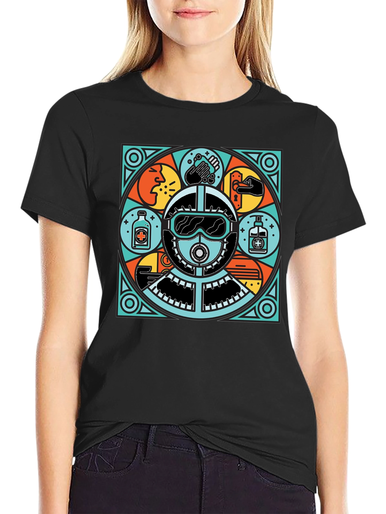 Protective Gear Graphic Tee - Black Crew Neck