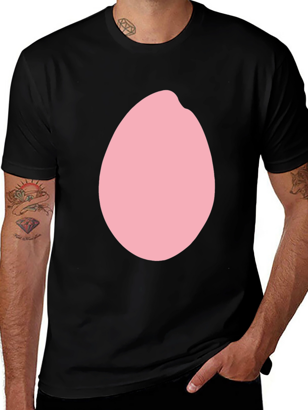 Pink Egg Graphic Black T-Shirt