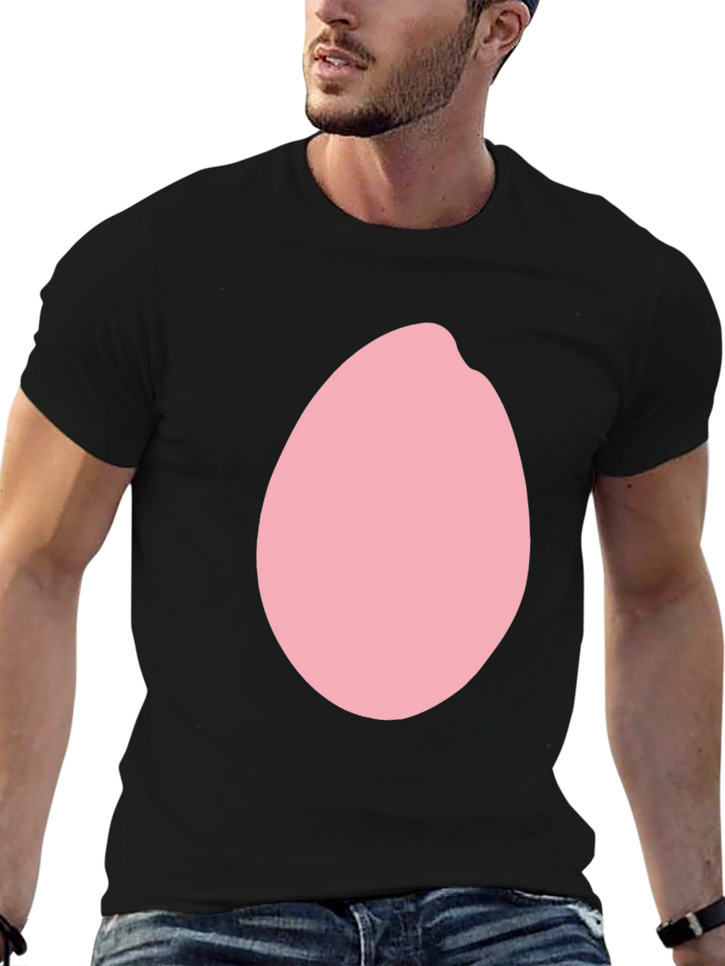 Pink Egg Graphic Black T-Shirt