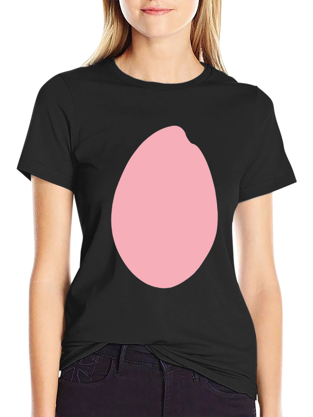 Pink Egg Graphic Black T-Shirt