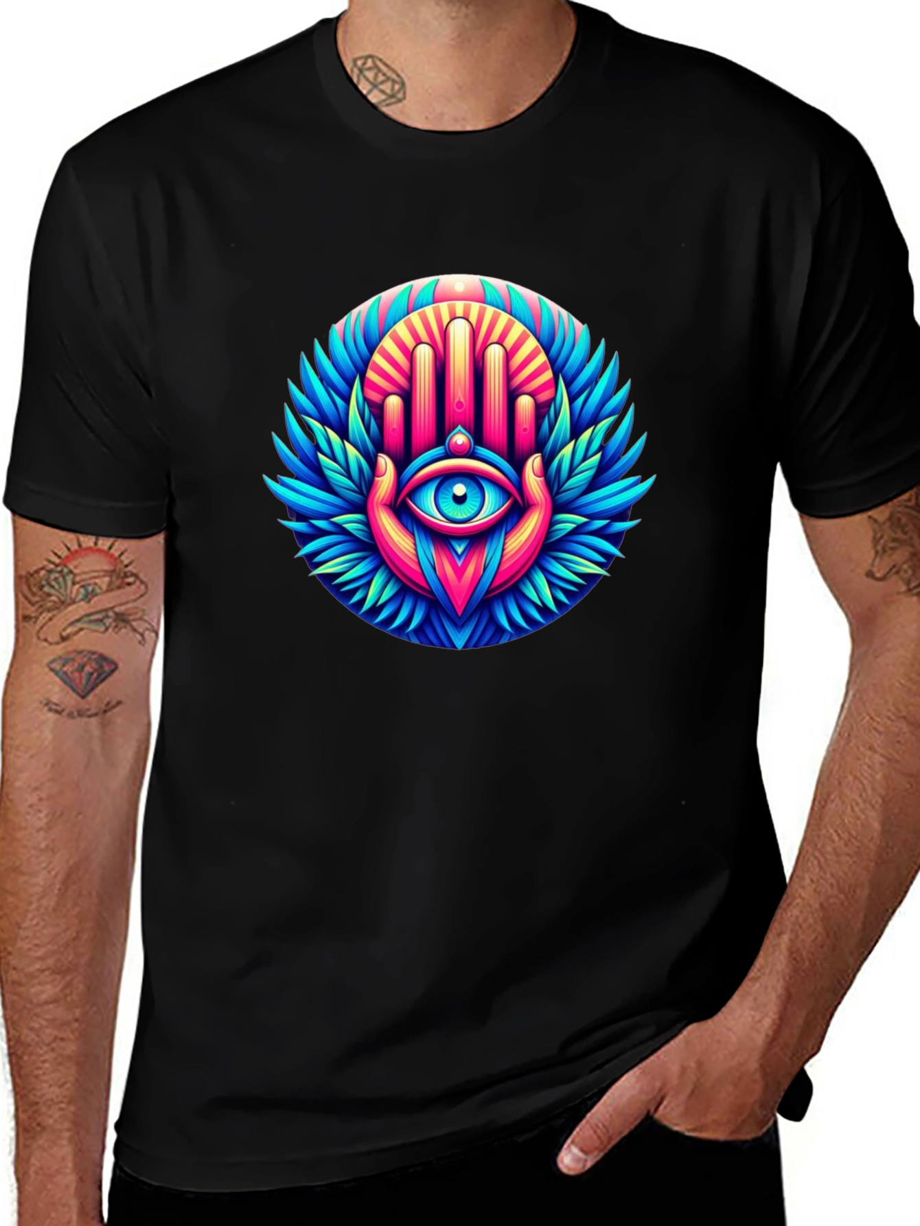 Eye Hand Graphic Tee - Black Cotton Blend