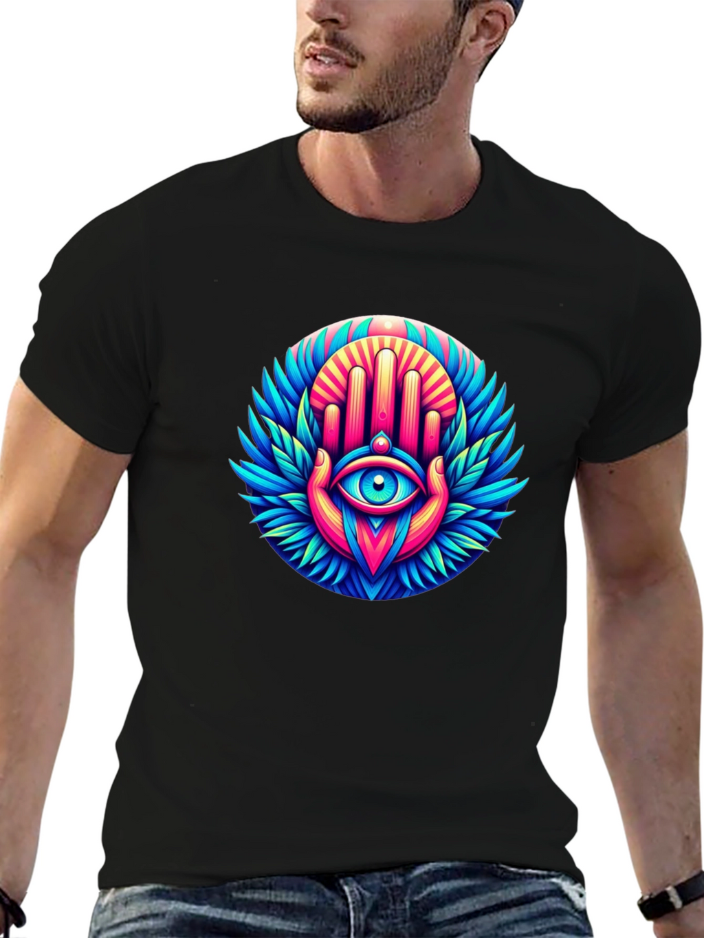 Eye Hand Graphic Tee - Black Cotton Blend