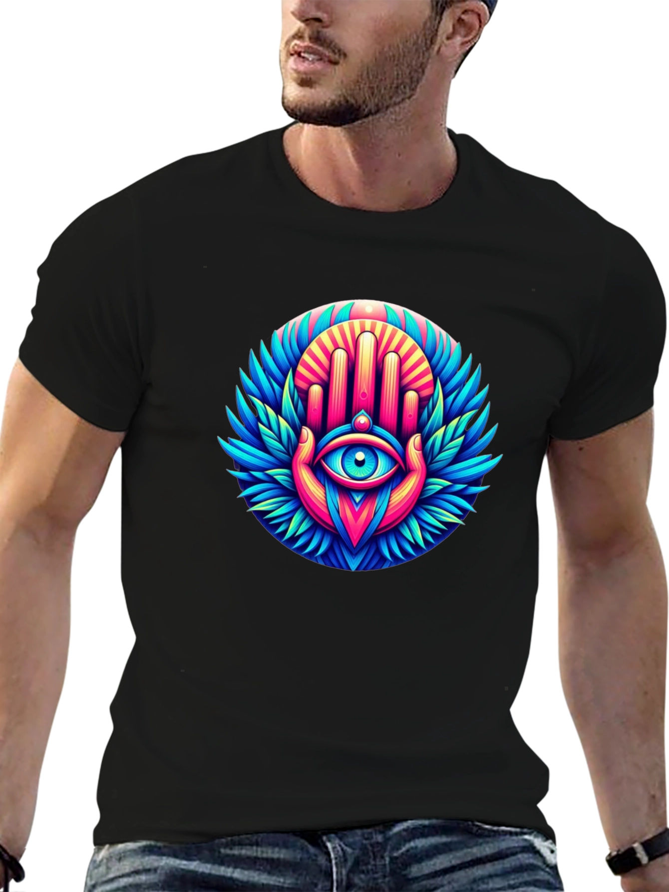 Eye Hand Graphic Tee - Black Cotton Blend