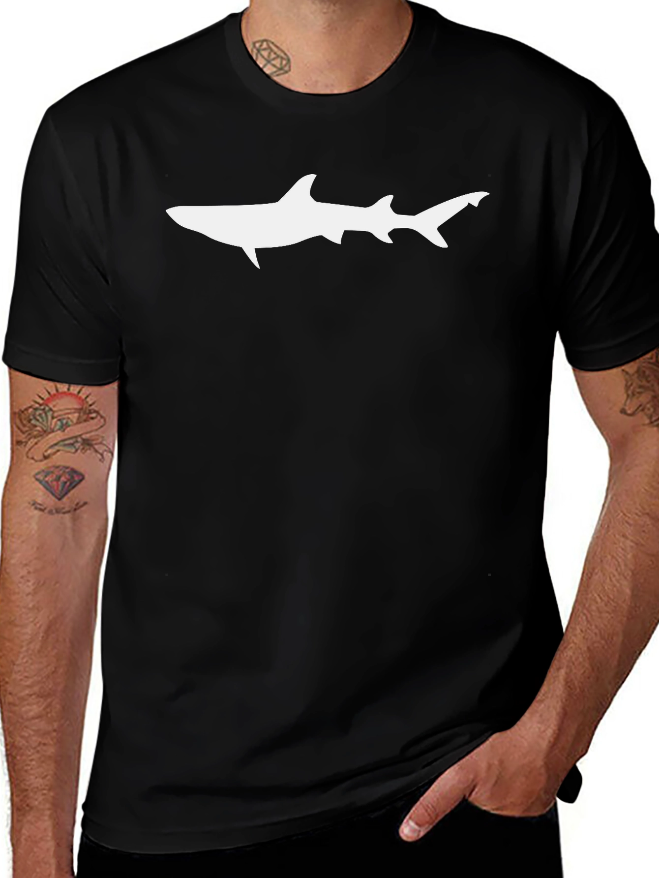 Shark Graphic Tee - Cool Black Cotton T-Shirt