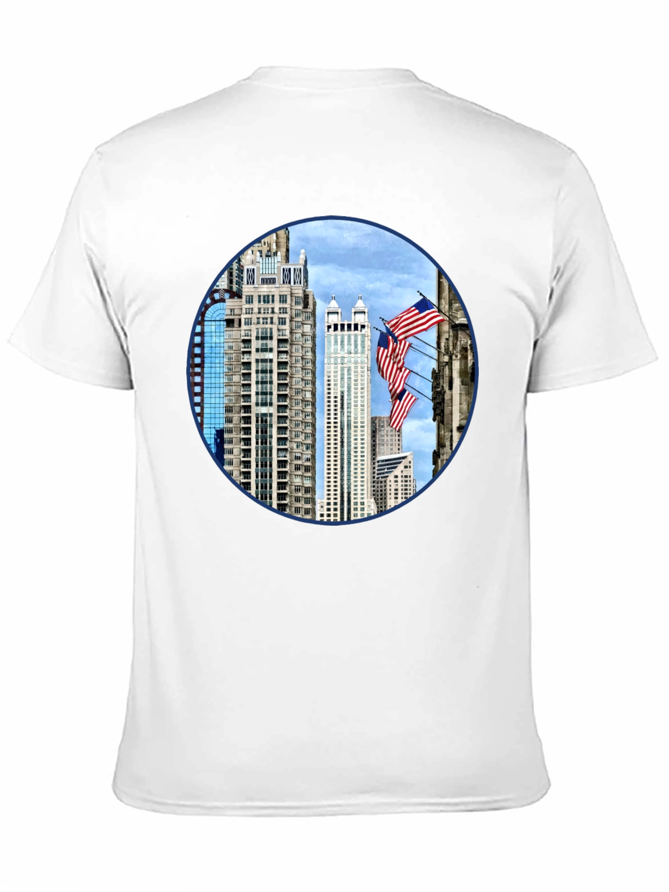Cityscape American Flag Mens Graphic Tee