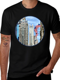 Cityscape American Flag Mens Graphic Tee