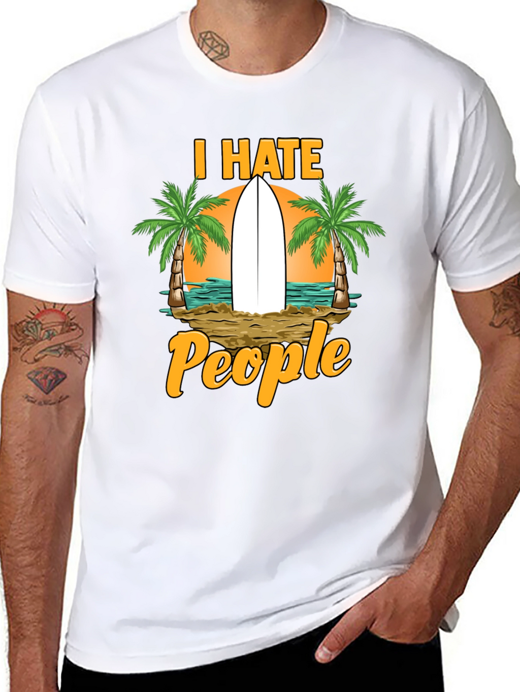 I Hate People T-Shirt: Beach & Surfboard Design