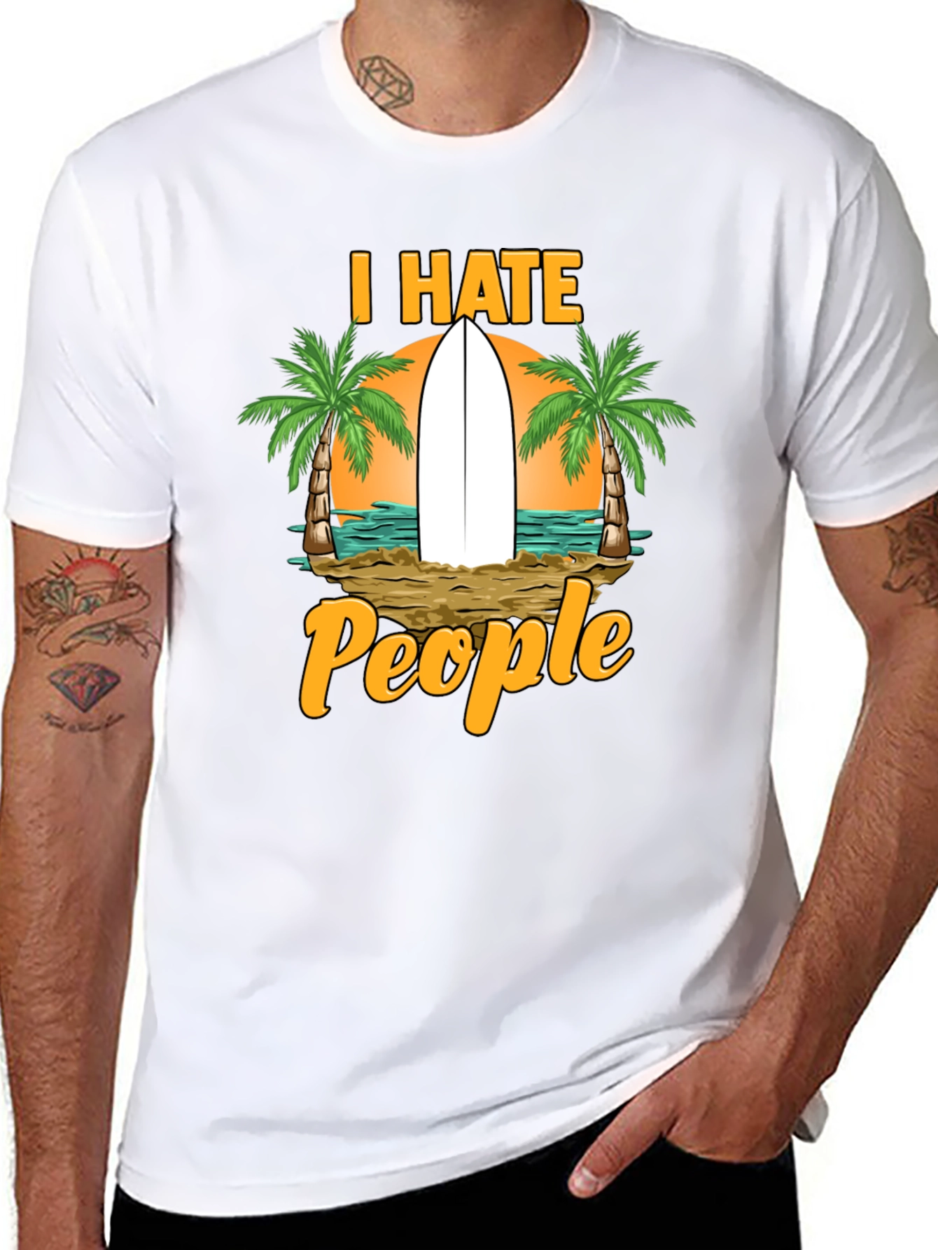 I Hate People T-Shirt: Beach & Surfboard Design