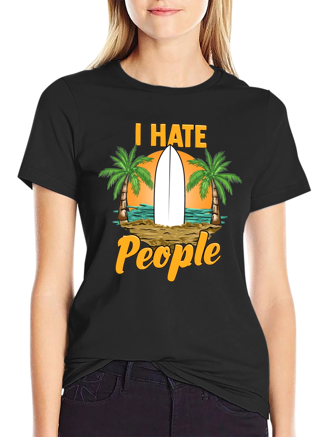 I Hate People T-Shirt: Beach & Surfboard Design