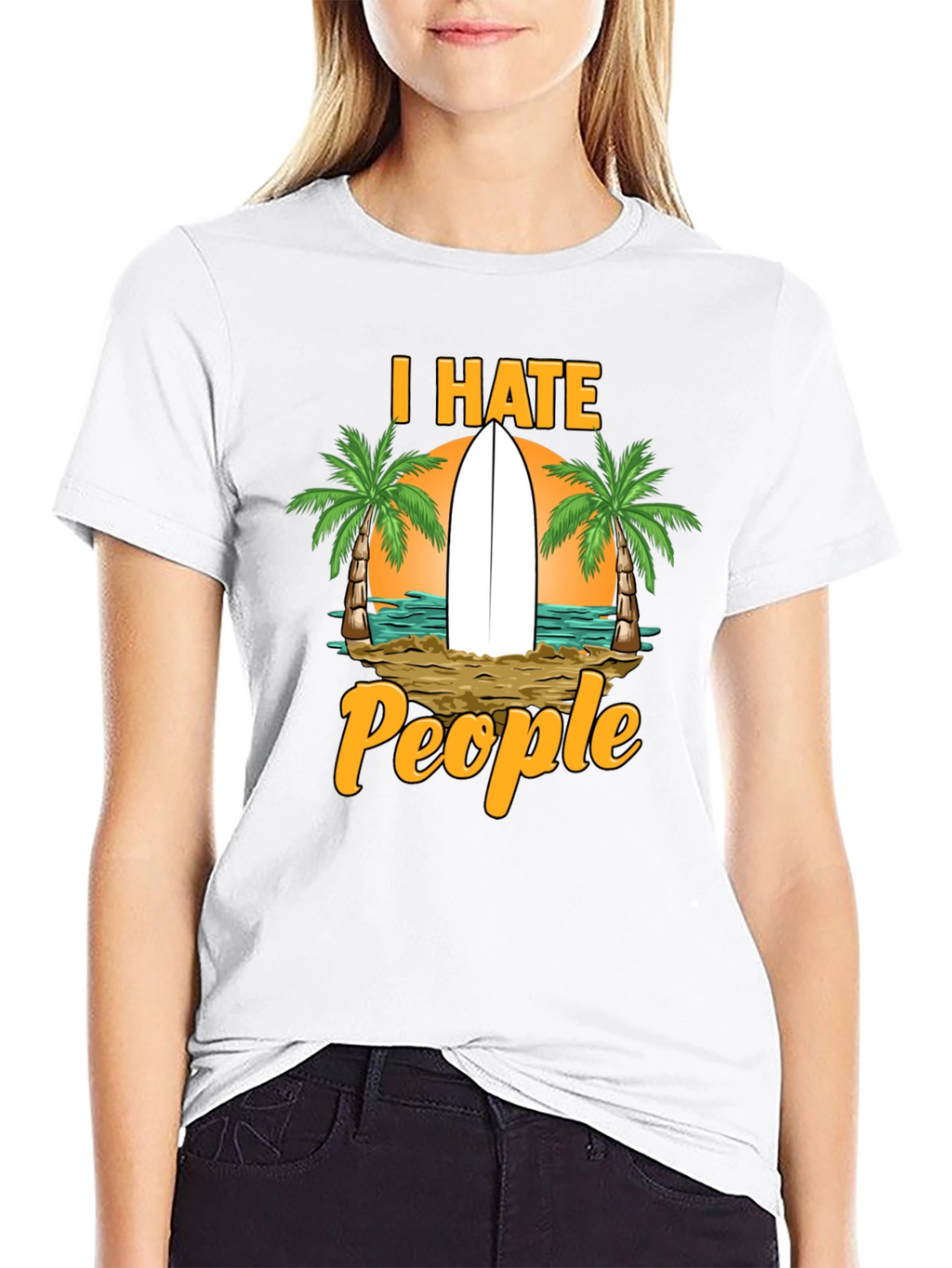 I Hate People T-Shirt: Beach & Surfboard Design