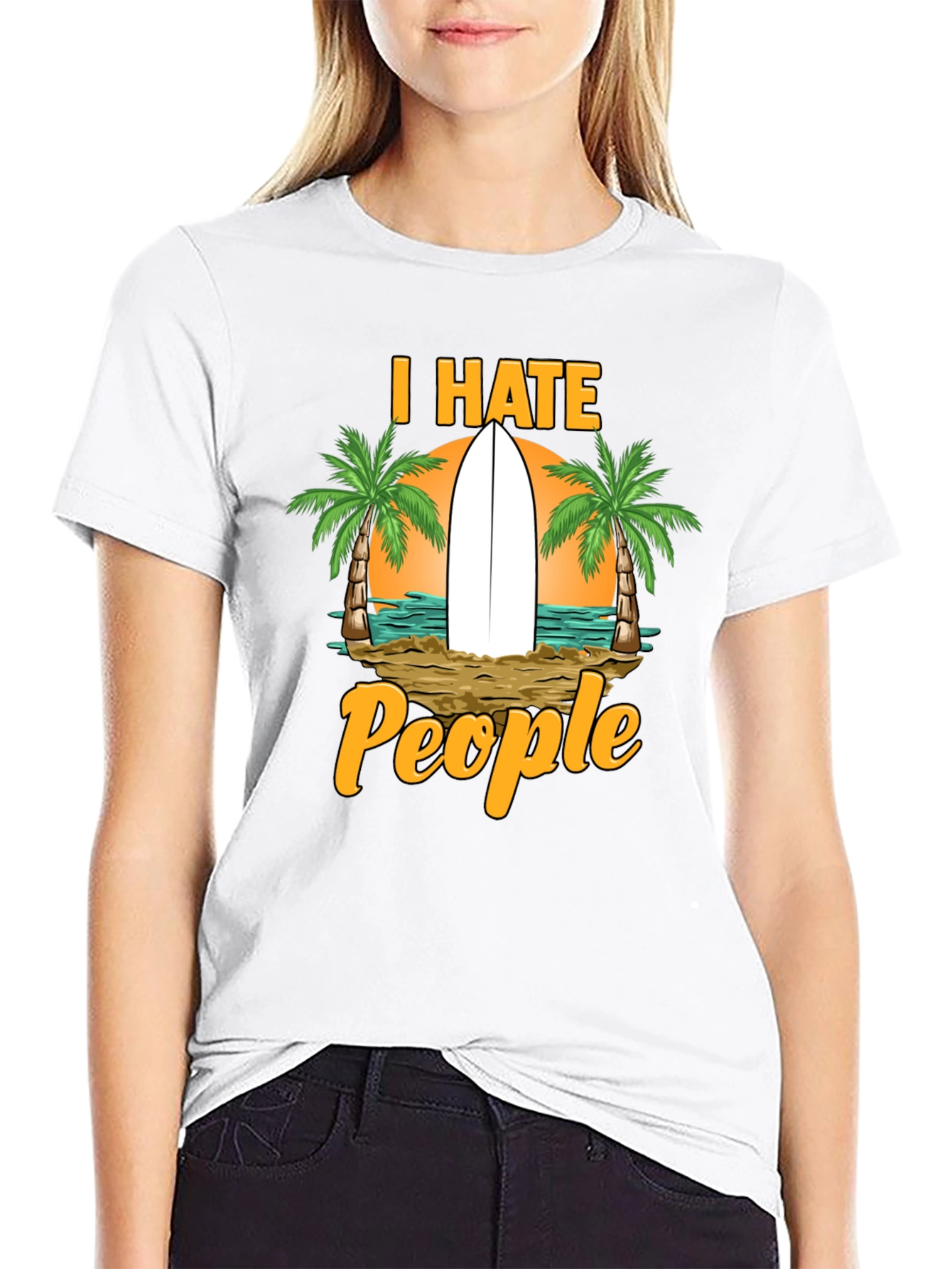 I Hate People T-Shirt: Beach & Surfboard Design