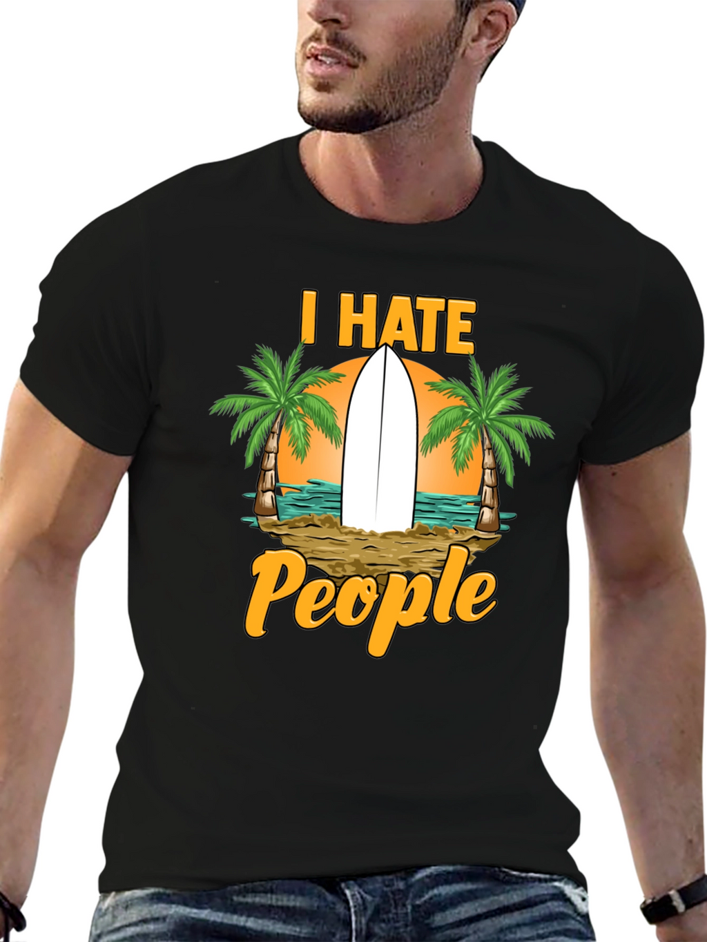 I Hate People T-Shirt: Beach & Surfboard Design