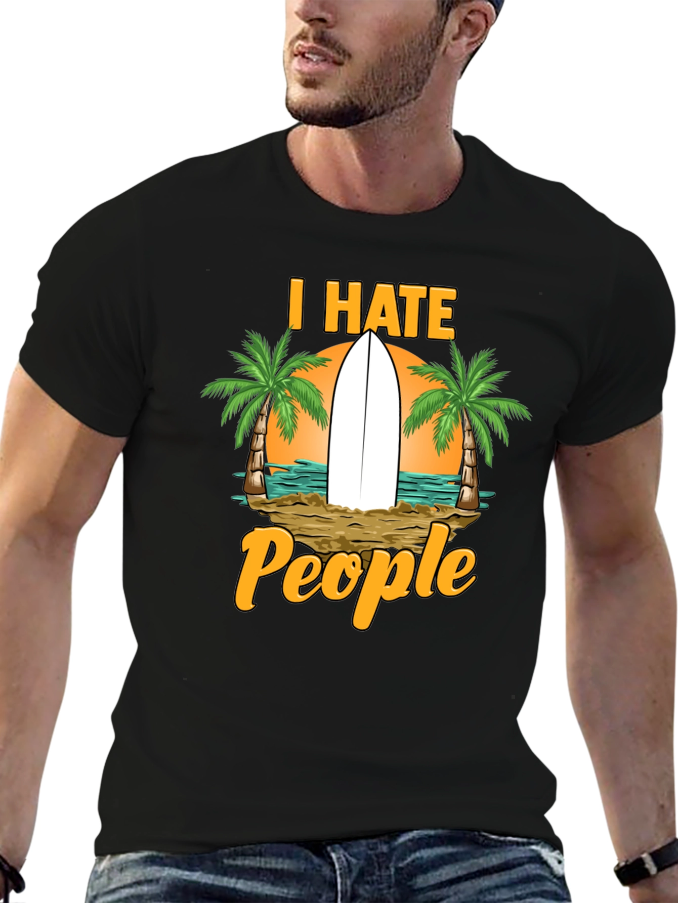 I Hate People T-Shirt: Beach & Surfboard Design