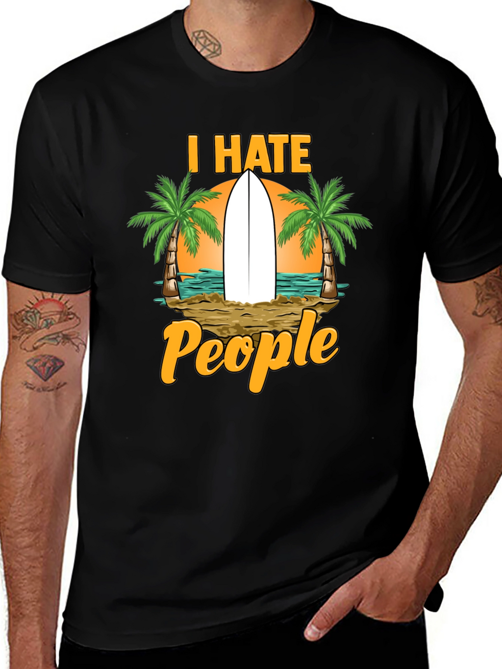 I Hate People T-Shirt: Beach & Surfboard Design