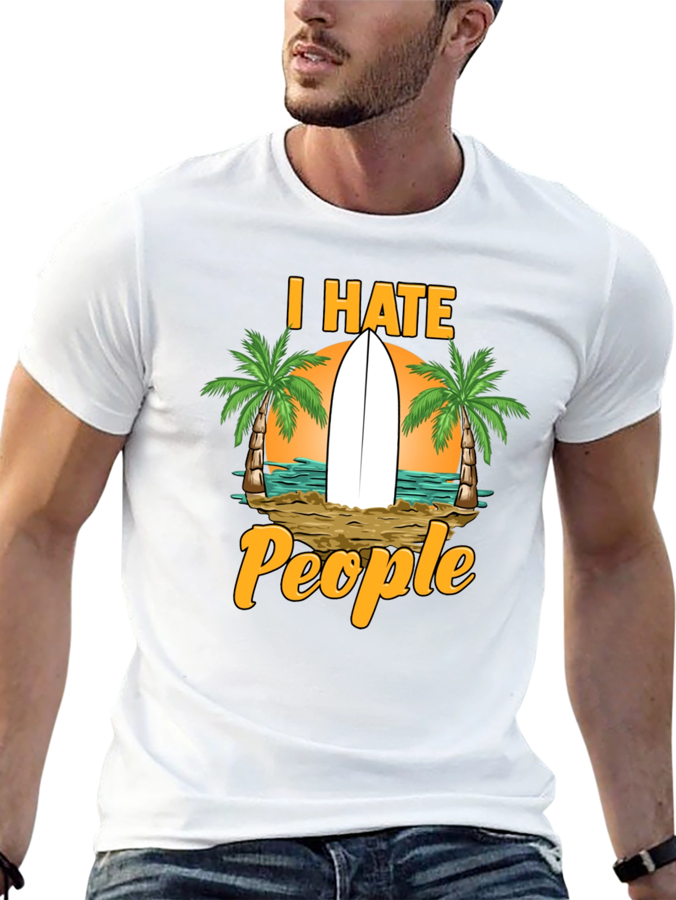 I Hate People T-Shirt: Beach & Surfboard Design