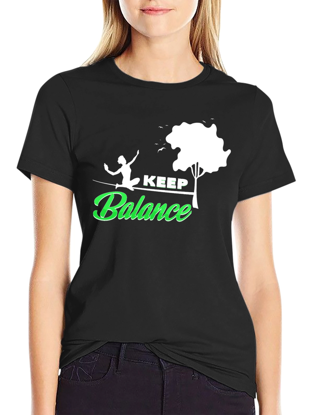 Keep Balance Graphic Black T-Shirt