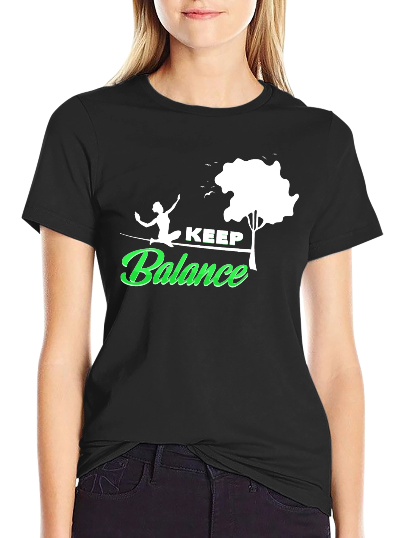 Keep Balance Graphic Black T-Shirt