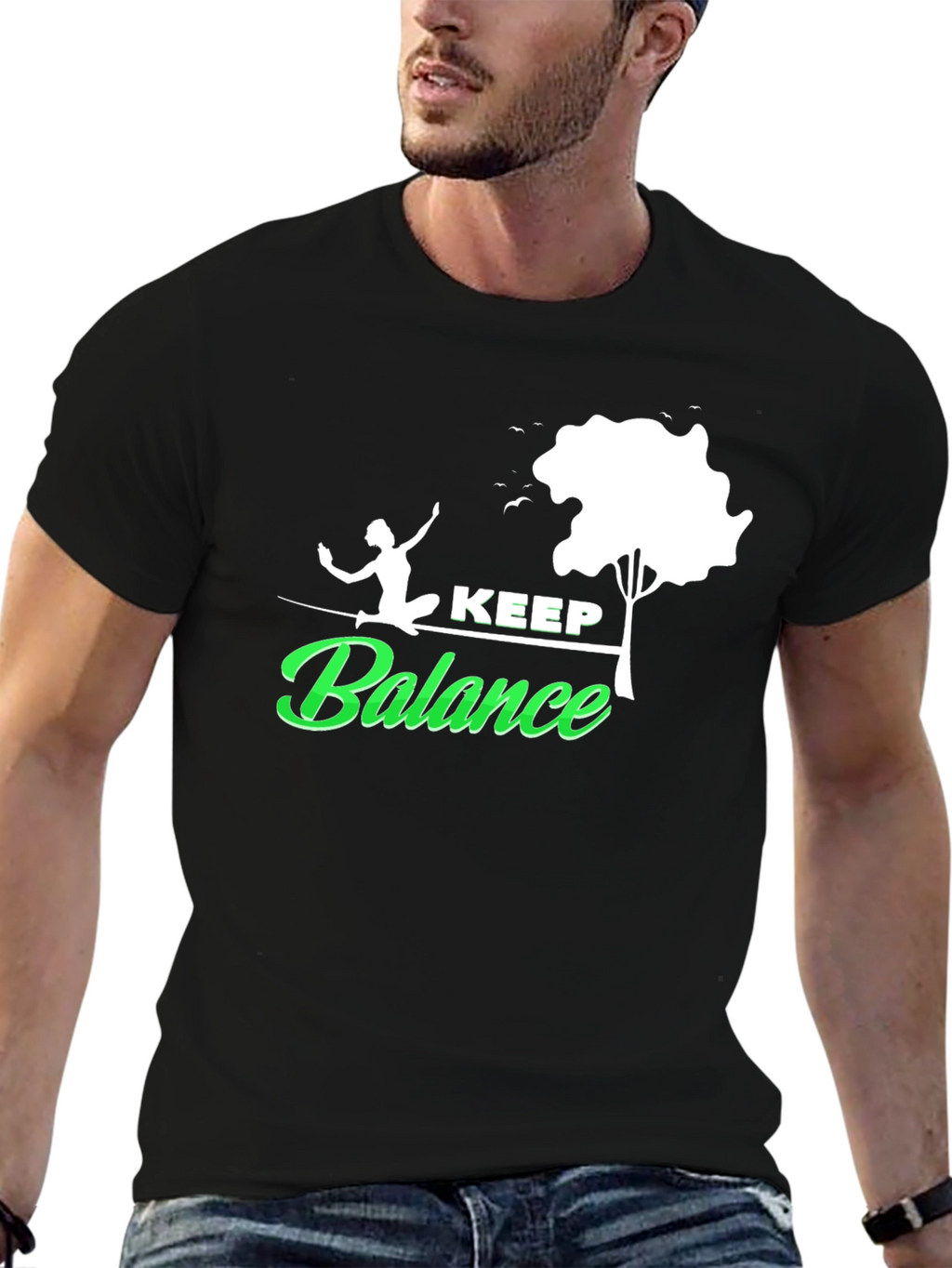 Keep Balance Graphic Black T-Shirt