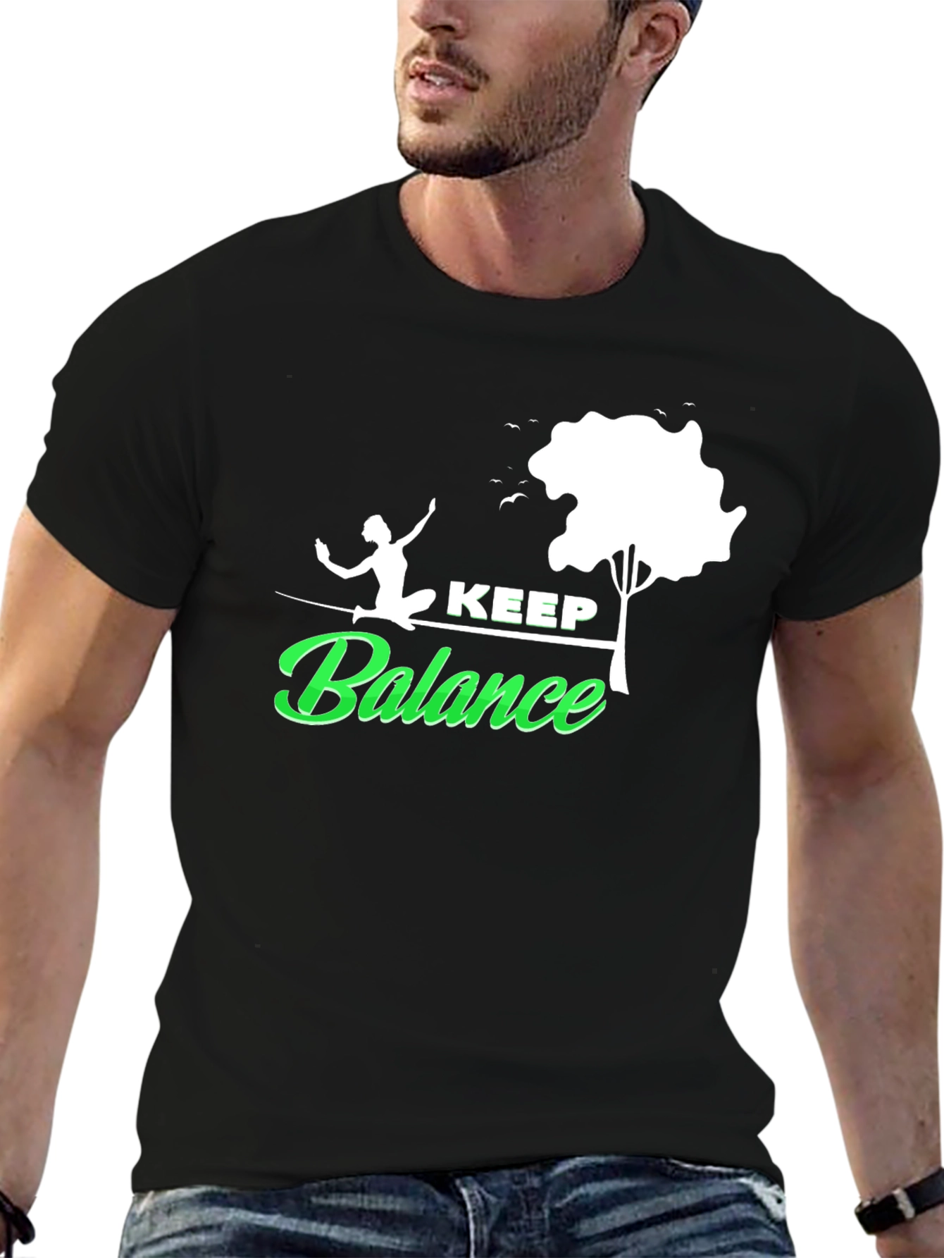 Keep Balance Graphic Black T-Shirt