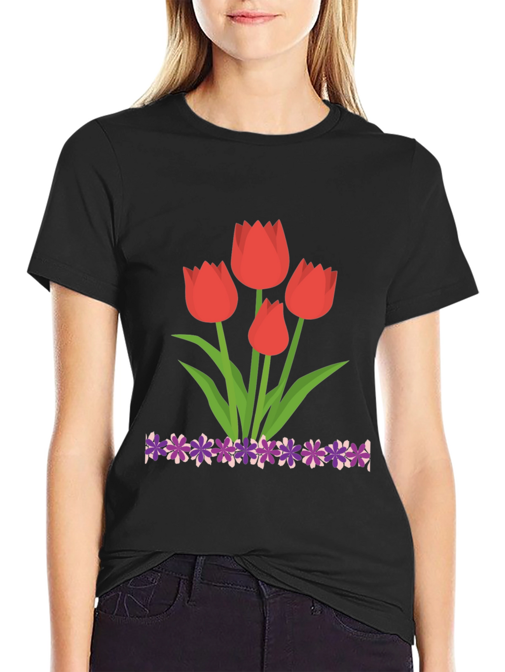 Tulip Graphic Black T-Shirt