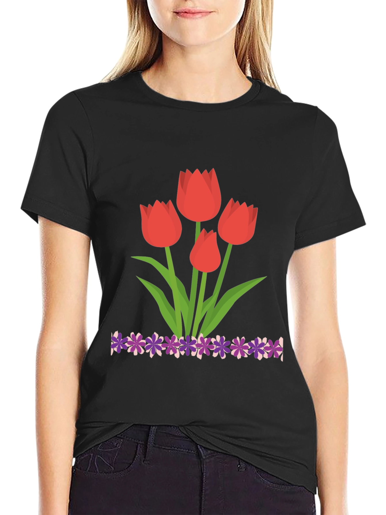 Tulip Graphic Black T-Shirt