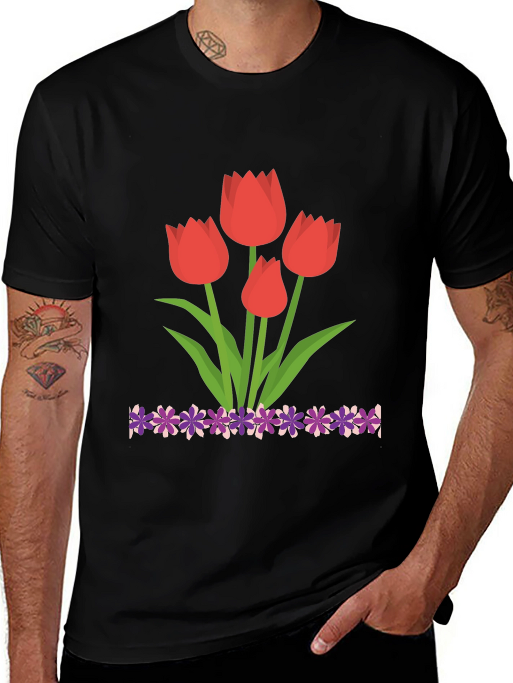 Tulip Graphic Black T-Shirt