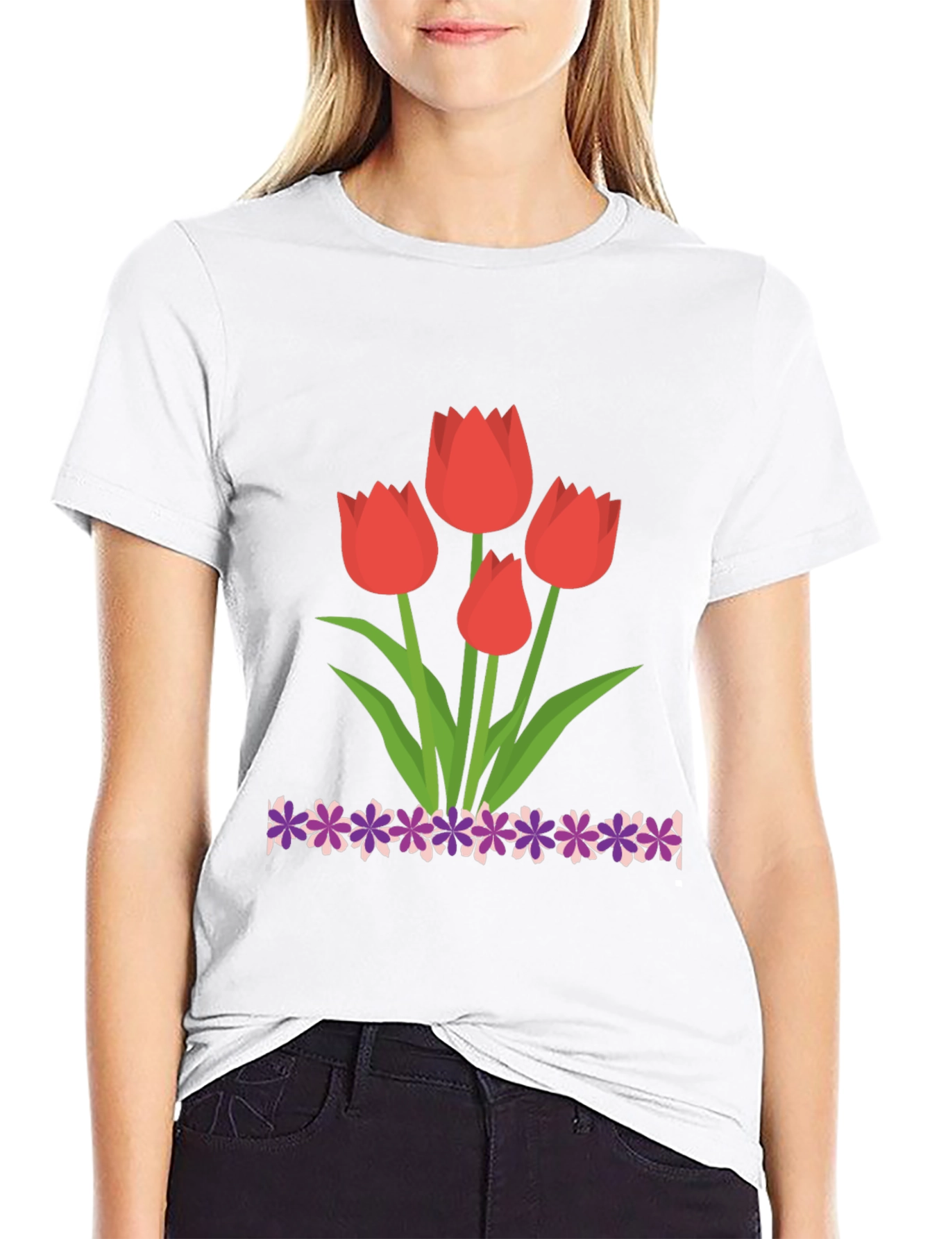 Tulip Graphic Black T-Shirt