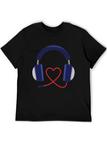Heart Headphones Graphic T-Shirt - Music Lover Tee