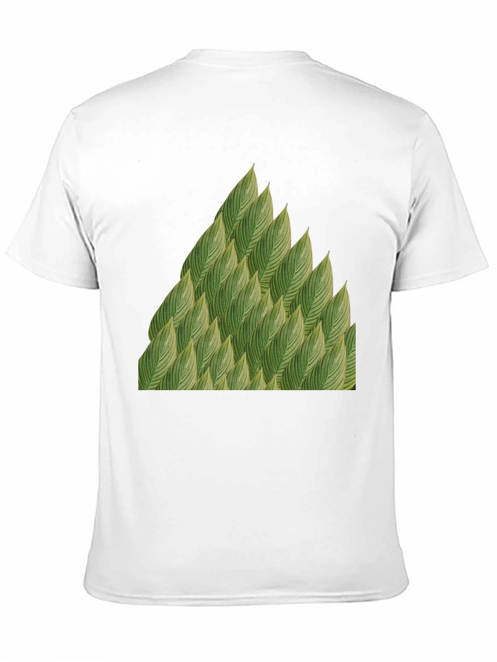 Green Leaves Pattern Black T-Shirt