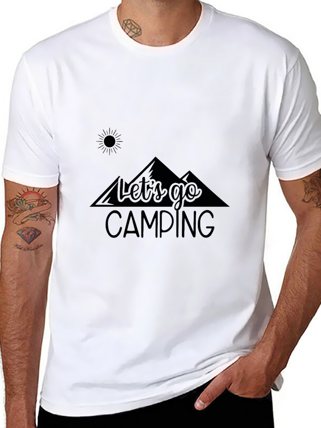 Lets Go Camping Black Graphic T-Shirt