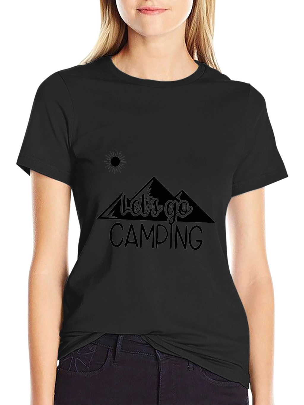 Lets Go Camping Black Graphic T-Shirt