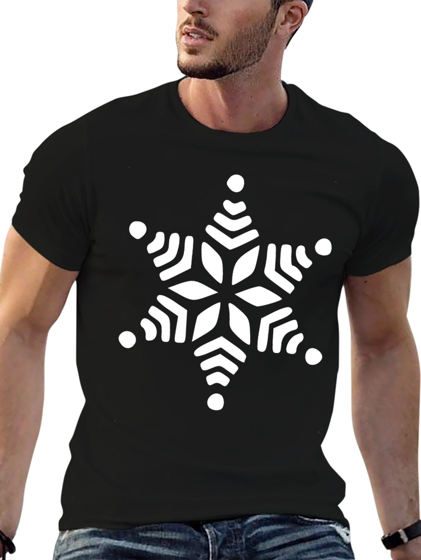 Snowflake Graphic Tee - Stylish Black T-Shirt