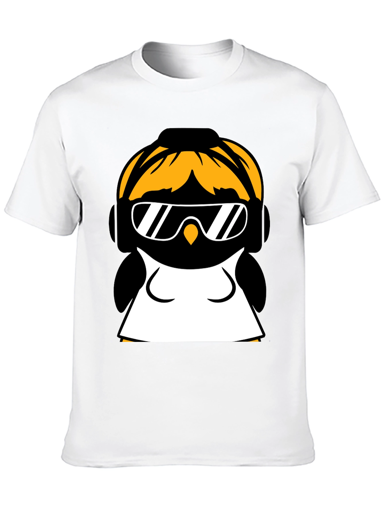 Cool Penguin Graphic Tee - Black Cotton Blend