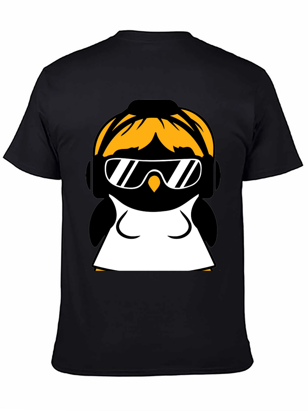 Cool Penguin Graphic Tee - Black Cotton Blend