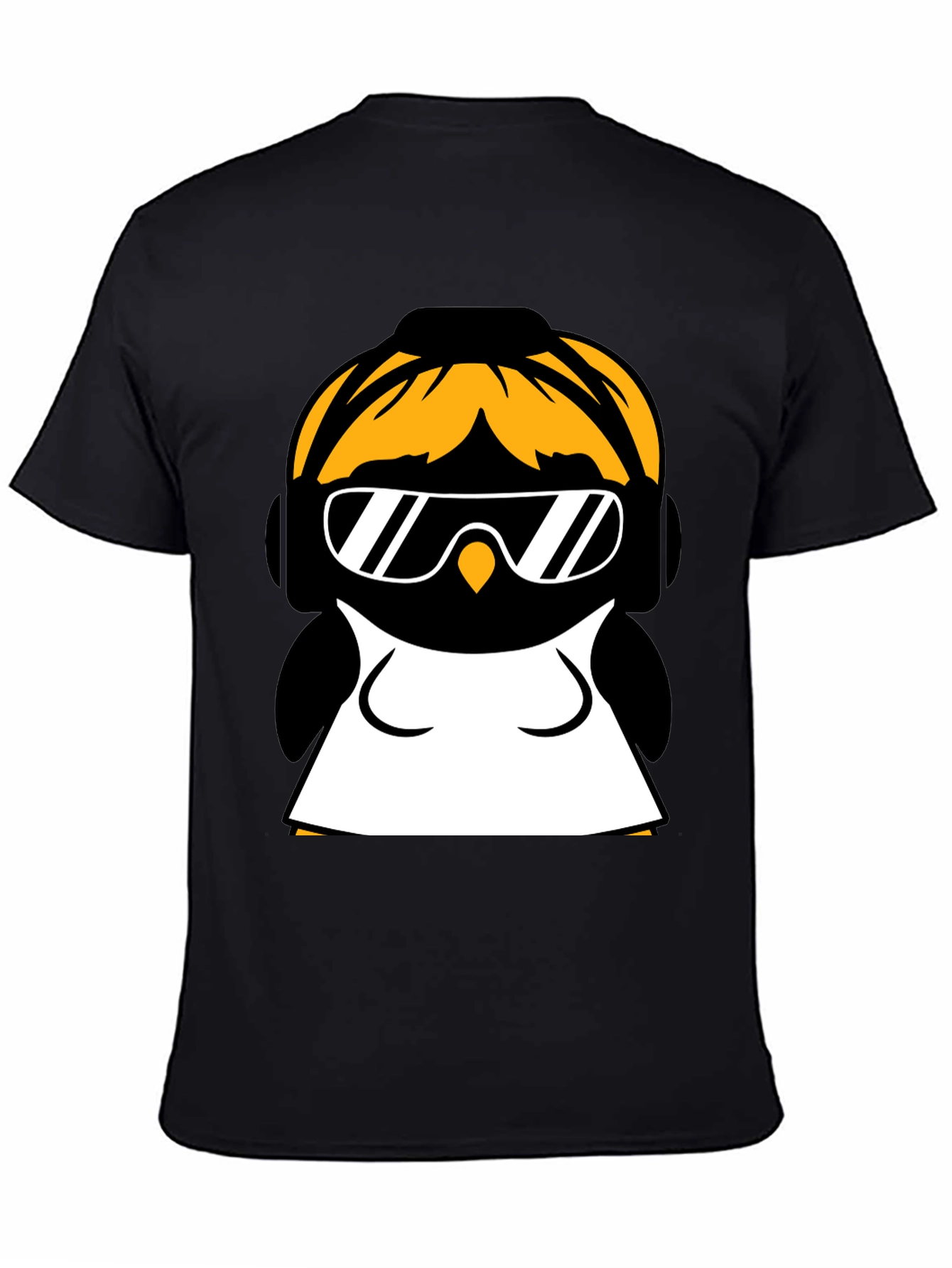 Cool Penguin Graphic Tee - Black Cotton Blend