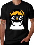 Cool Penguin Graphic Tee - Black Cotton Blend